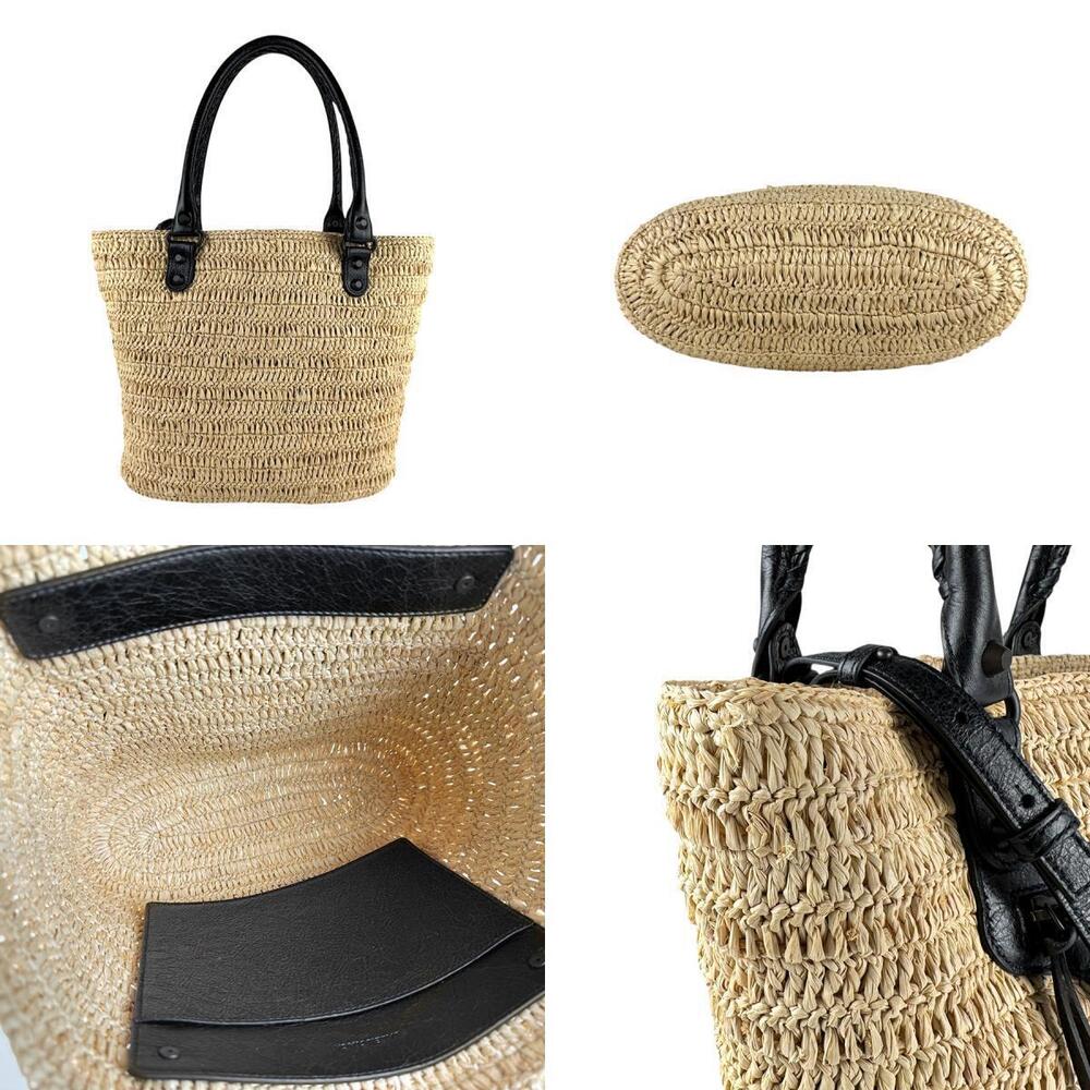 Balenciaga City Basket Shoulder Bag Black Natural - Picture 3 of 4